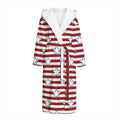 Red Striped USA Star Pattern Print Hooded Bathrobe