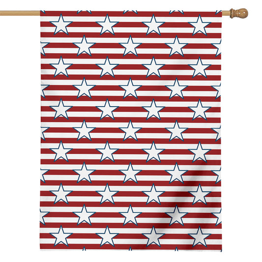 Red Striped USA Star Pattern Print House Flag