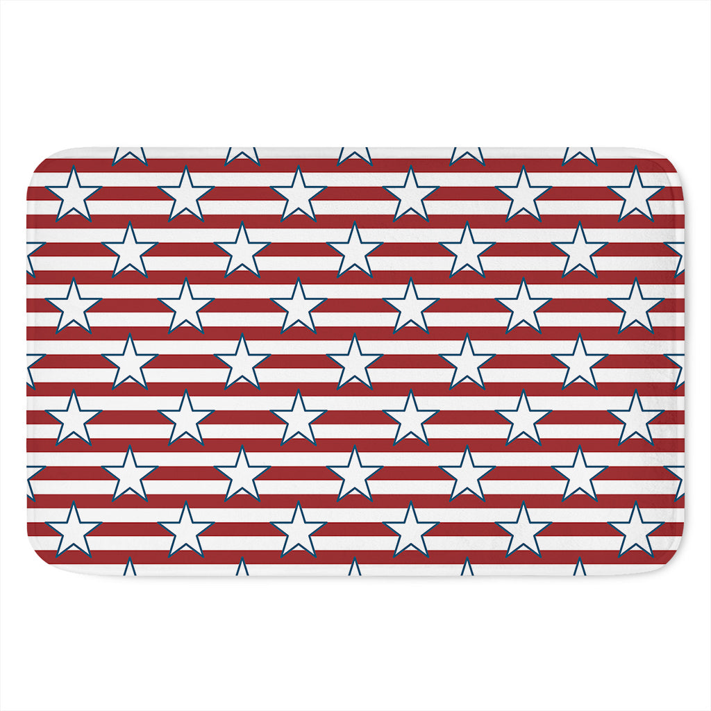 Red Striped USA Star Pattern Print Indoor Door Mat