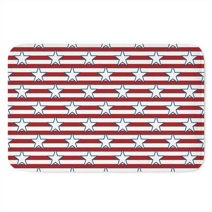 Red Striped USA Star Pattern Print Indoor Door Mat