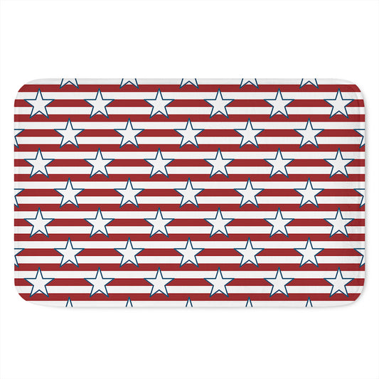Red Striped USA Star Pattern Print Indoor Door Mat