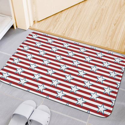 Red Striped USA Star Pattern Print Indoor Door Mat