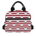 Red Striped USA Star Pattern Print Insulated Lunch Bag