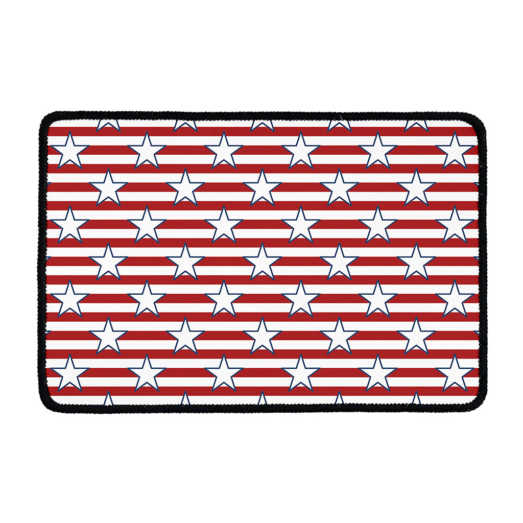 Red Striped USA Star Pattern Print Kitchen Mat