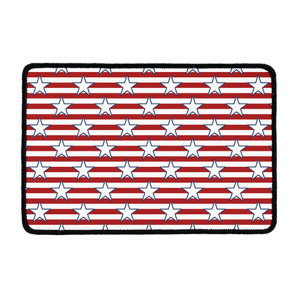 Red Striped USA Star Pattern Print Kitchen Mat