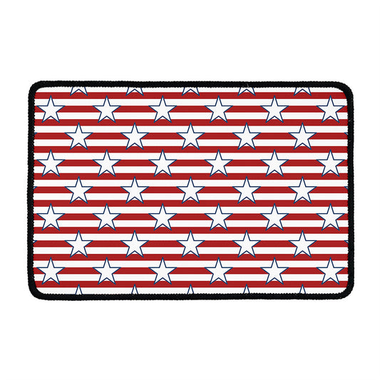 Red Striped USA Star Pattern Print Kitchen Mat