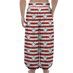 Red Striped USA Star Pattern Print Lantern Pants