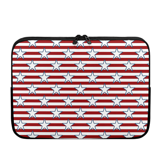 Red Striped USA Star Pattern Print Laptop Sleeve