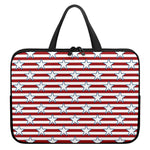 Red Striped USA Star Pattern Print Laptop Sleeve With Handle