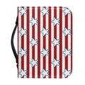 Red Striped USA Star Pattern Print Leather Bible Cover