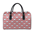 Red Striped USA Star Pattern Print Leather Duffel Bag