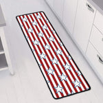 Red Striped USA Star Pattern Print Long Kitchen Mat