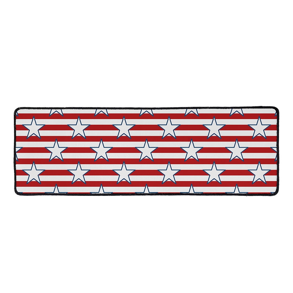 Red Striped USA Star Pattern Print Long Kitchen Mat
