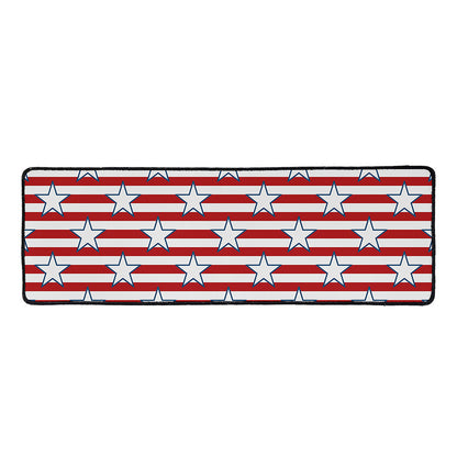 Red Striped USA Star Pattern Print Long Kitchen Mat