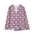 Red Striped USA Star Pattern Print Long Sleeve Short Coat