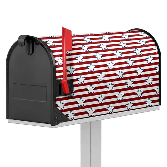 Red Striped USA Star Pattern Print Mailbox Cover
