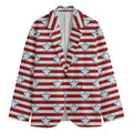 Red Striped USA Star Pattern Print Men's Blazer
