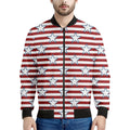Red Striped USA Star Pattern Print Men's Bomber Jacket