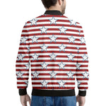 Red Striped USA Star Pattern Print Men's Bomber Jacket