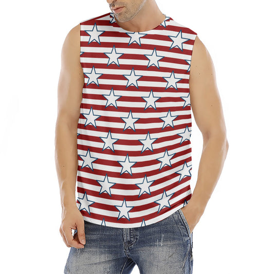 Red Striped USA Star Pattern Print Men's Fitness Tank Top
