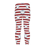 Red Striped USA Star Pattern Print Men's leggings