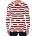 Red Striped USA Star Pattern Print Men's Long Sleeve T-Shirt