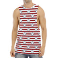 Red Striped USA Star Pattern Print Men's Muscle Tank Top