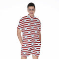 Red Striped USA Star Pattern Print Men's Romper