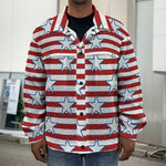 Red Striped USA Star Pattern Print Men's Shirt Jacket