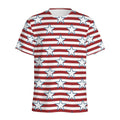 Red Striped USA Star Pattern Print Men's Athletic T-Shirt