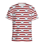 Red Striped USA Star Pattern Print Men's Sports T-Shirt