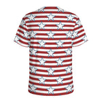 Red Striped USA Star Pattern Print Men's Sports T-Shirt