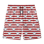 Red Striped USA Star Pattern Print Men's Swim Trunks