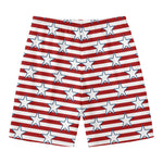 Red Striped USA Star Pattern Print Men's Swim Trunks