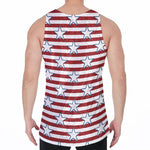 Red Striped USA Star Pattern Print Men's Velvet Tank Top