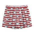 Red Striped USA Star Pattern Print Mesh Shorts