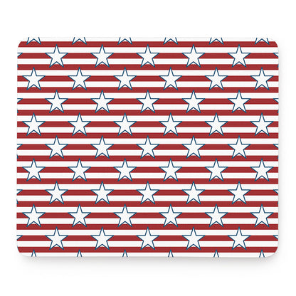 Red Striped USA Star Pattern Print Mouse Pad