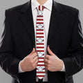 Red Striped USA Star Pattern Print Necktie