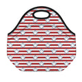 Red Striped USA Star Pattern Print Neoprene Lunch Bag