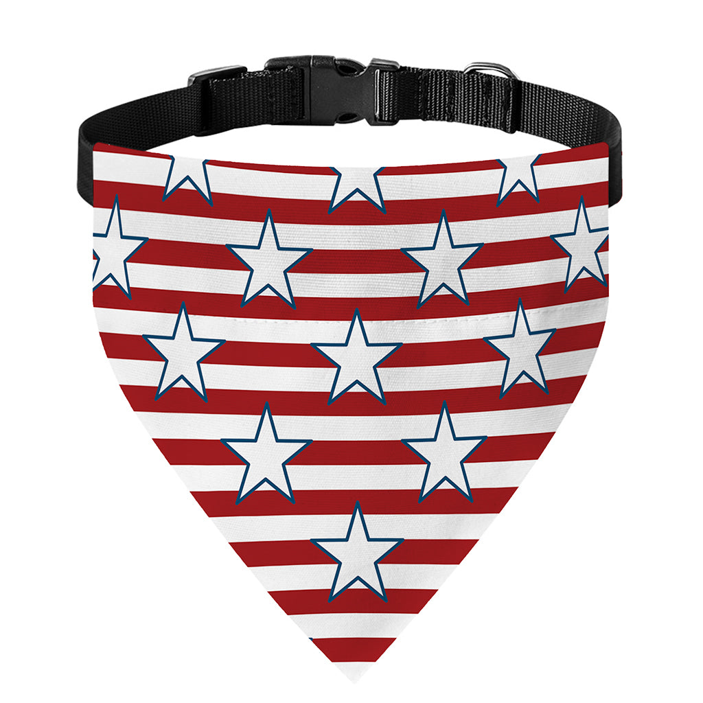 Red Striped USA Star Pattern Print Over The Collar Dog Bandana