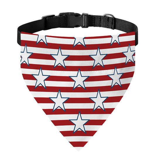 Red Striped USA Star Pattern Print Over The Collar Dog Bandana