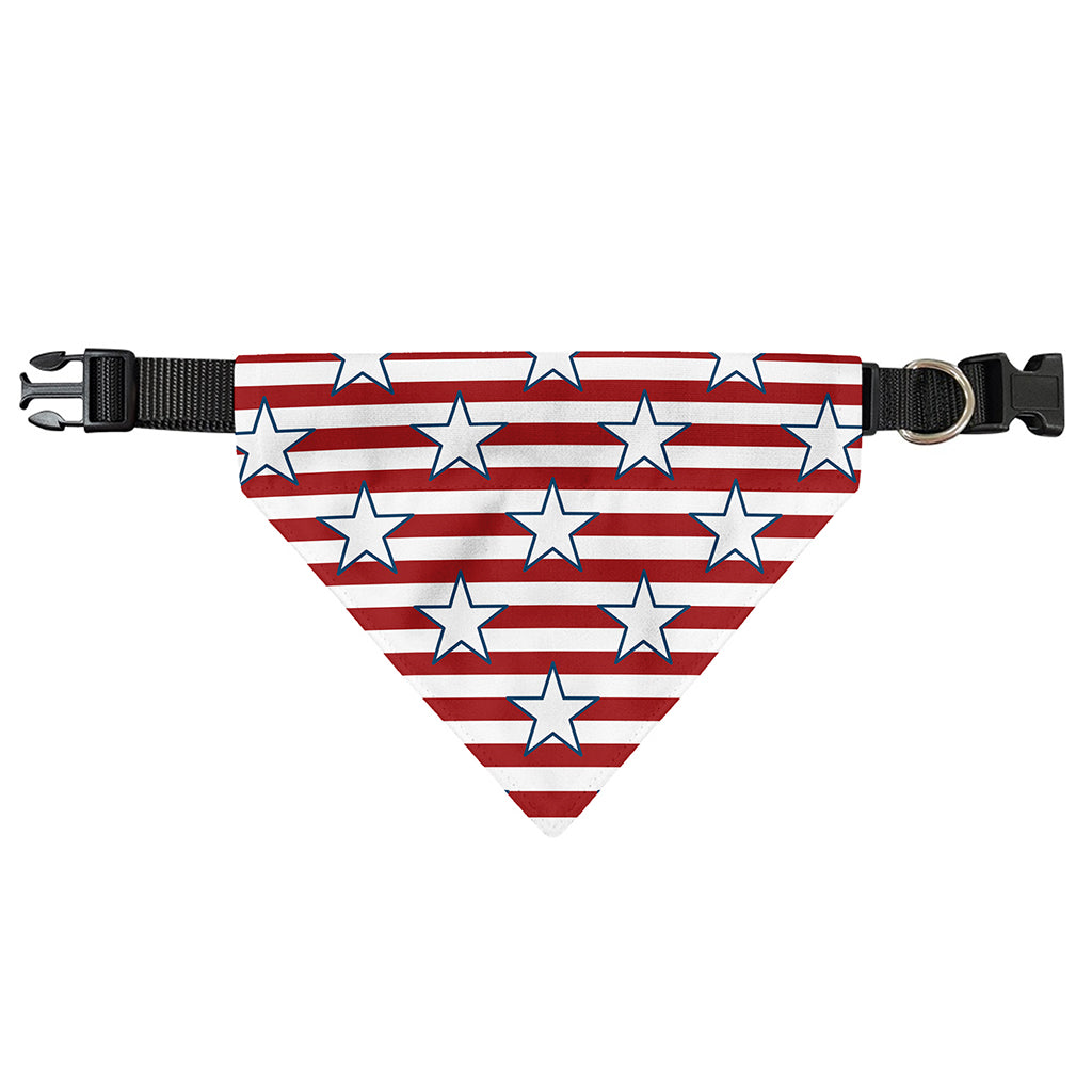 Red Striped USA Star Pattern Print Over The Collar Dog Bandana