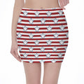 Red Striped USA Star Pattern Print Pencil Mini Skirt