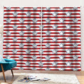 Red Striped USA Star Pattern Print Pencil Pleat Curtains