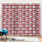 Red Striped USA Star Pattern Print Pencil Pleat Curtains