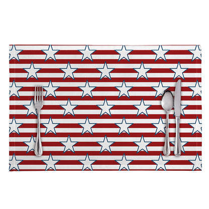 Red Striped USA Star Pattern Print Placemat