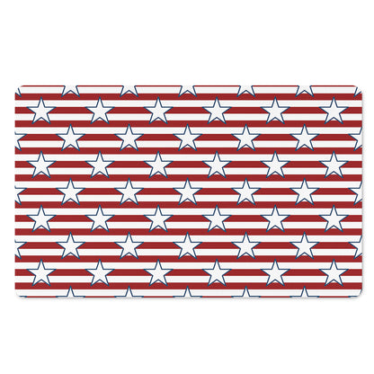 Red Striped USA Star Pattern Print Polyester Doormat