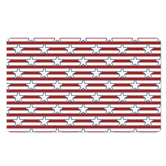 Red Striped USA Star Pattern Print Polyester Doormat