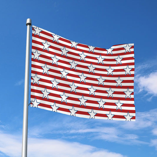 Red Striped USA Star Pattern Print Polyester Flag
