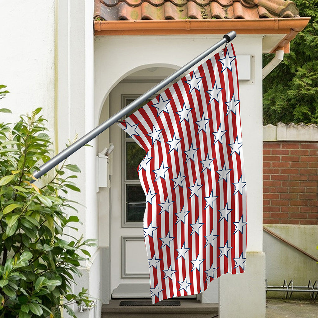 Red Striped USA Star Pattern Print Polyester Flag